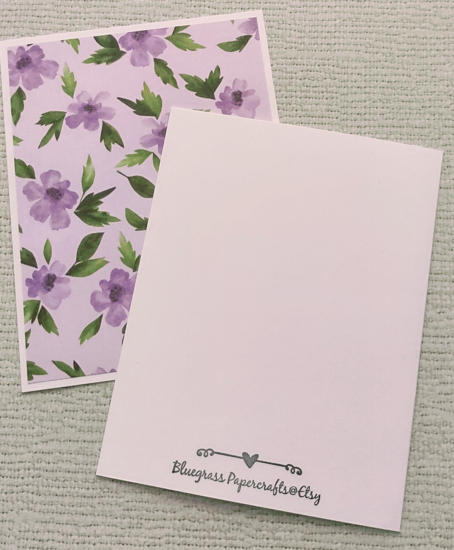 Handmade Set of 6 Blank Purple Floral Notecards With Envelopes, Love ...