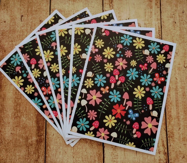 Set of 6 Floral and Mushroom Notecards With Envelopes, Love Notes ...