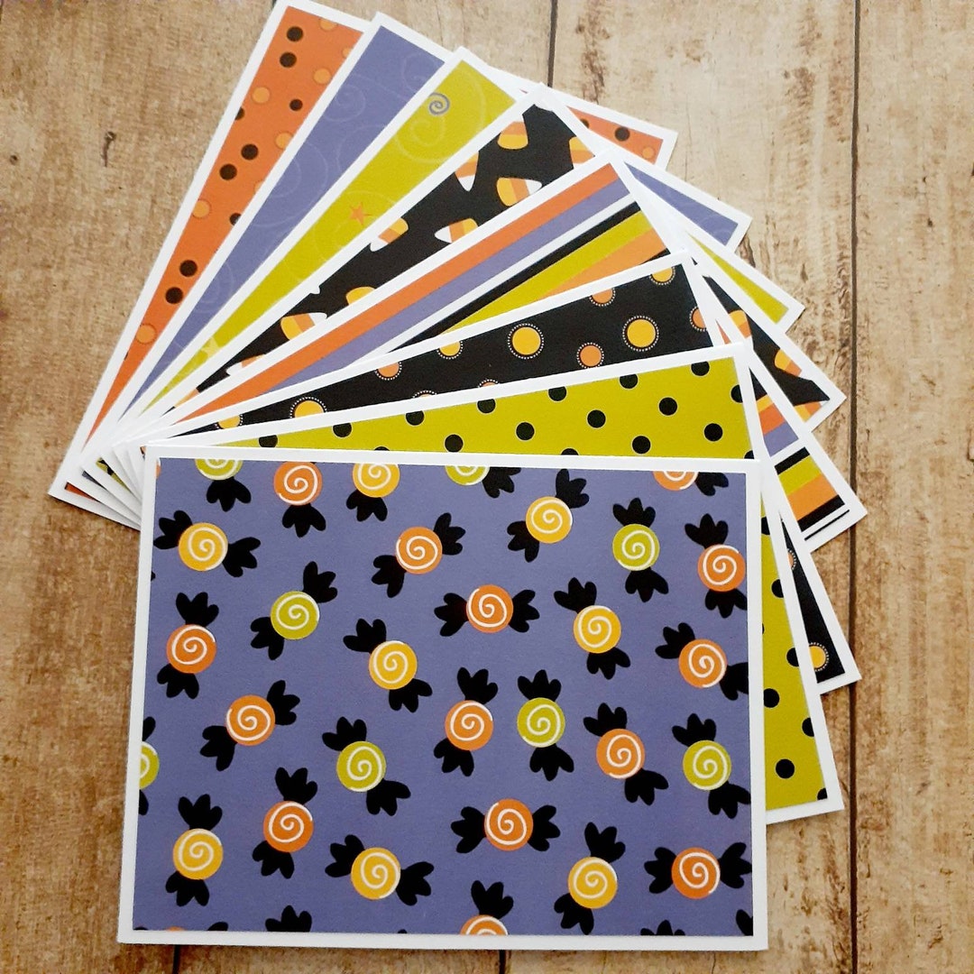 Set of 8 Halloween Blank Notecards With Envelopes Colorful Halloween ...