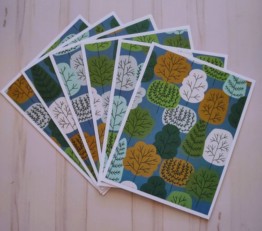Set of 6 Autumn Trees Blank Notecards With Envelopes Fall Harvest ...