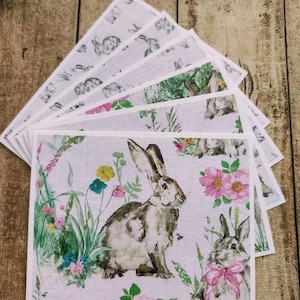 Set of 6 Blank Easter Bunny Note cards with Envelopes, Spring Notes Bunny Rabbit Holiday
