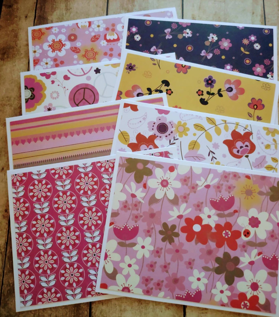 Set of 8 Bright Floral Notecards With Envelopes, Love Notes ...