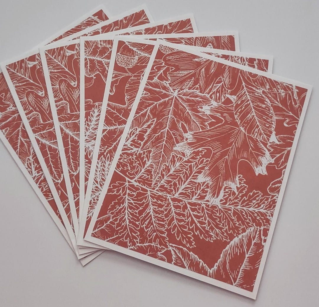 Handmade Set of 6 Autumn Leaves Blank Note Cards With Envelopes Fall ...
