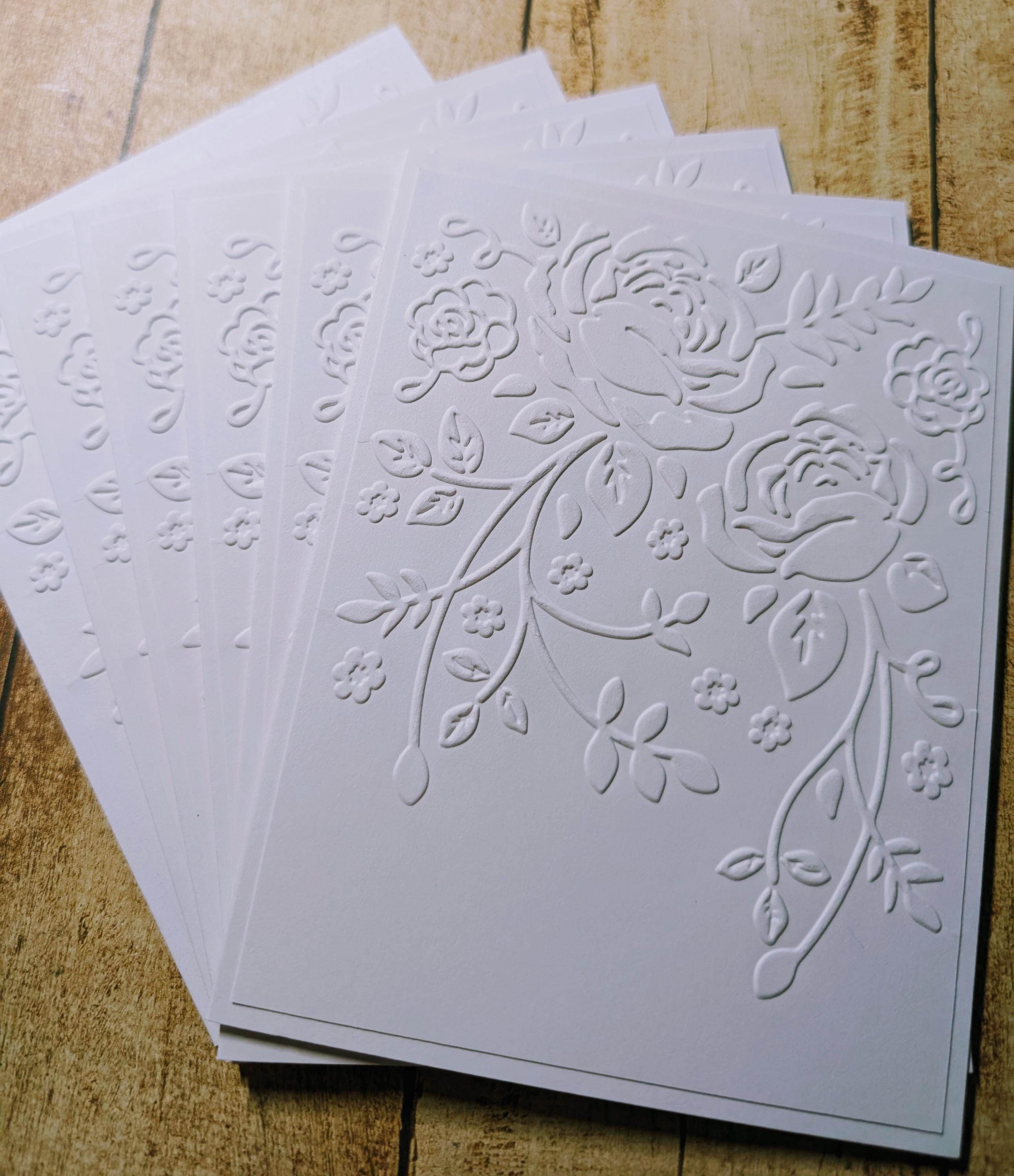 Handmade Set of 6 Embossed Rose Note Cards With Envelopes Flowers ...