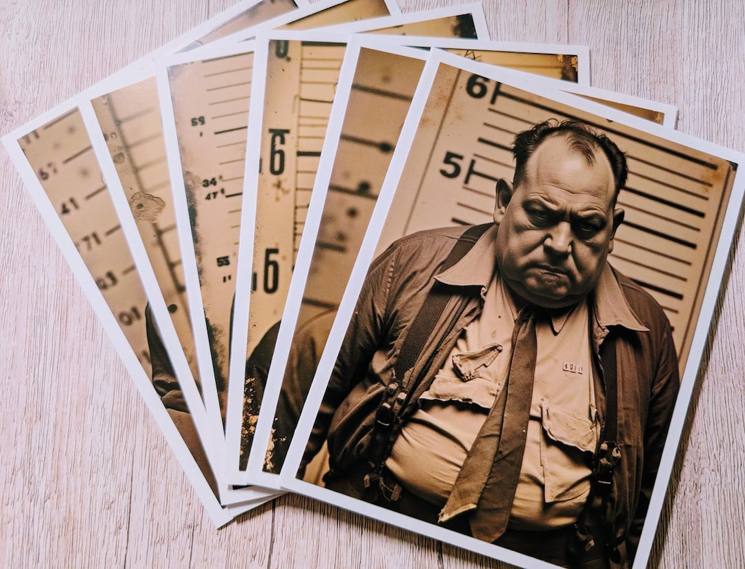 Mugshot Card Example Set of 6 Handmade Vintage Look Mugshot Cards With Matte Card Photo Fun ...