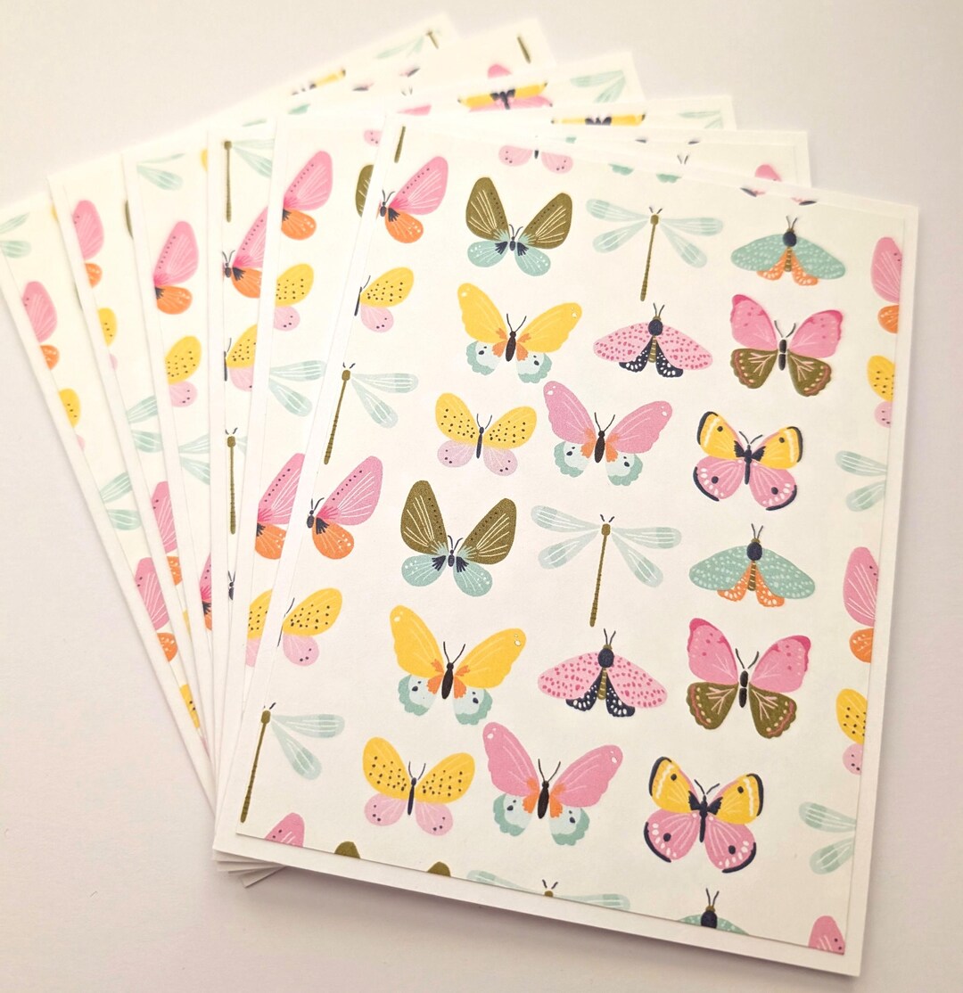 Handmade Set of 6 Colorful Butterfly Notecards With Envelopes, Love ...