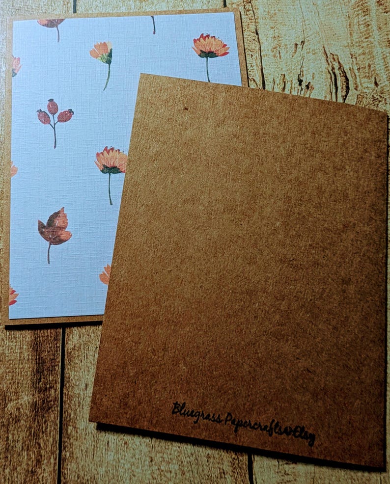 Set of 6 Fall Autumn Thanksgiving Rustic Kraft Note Cards With ...