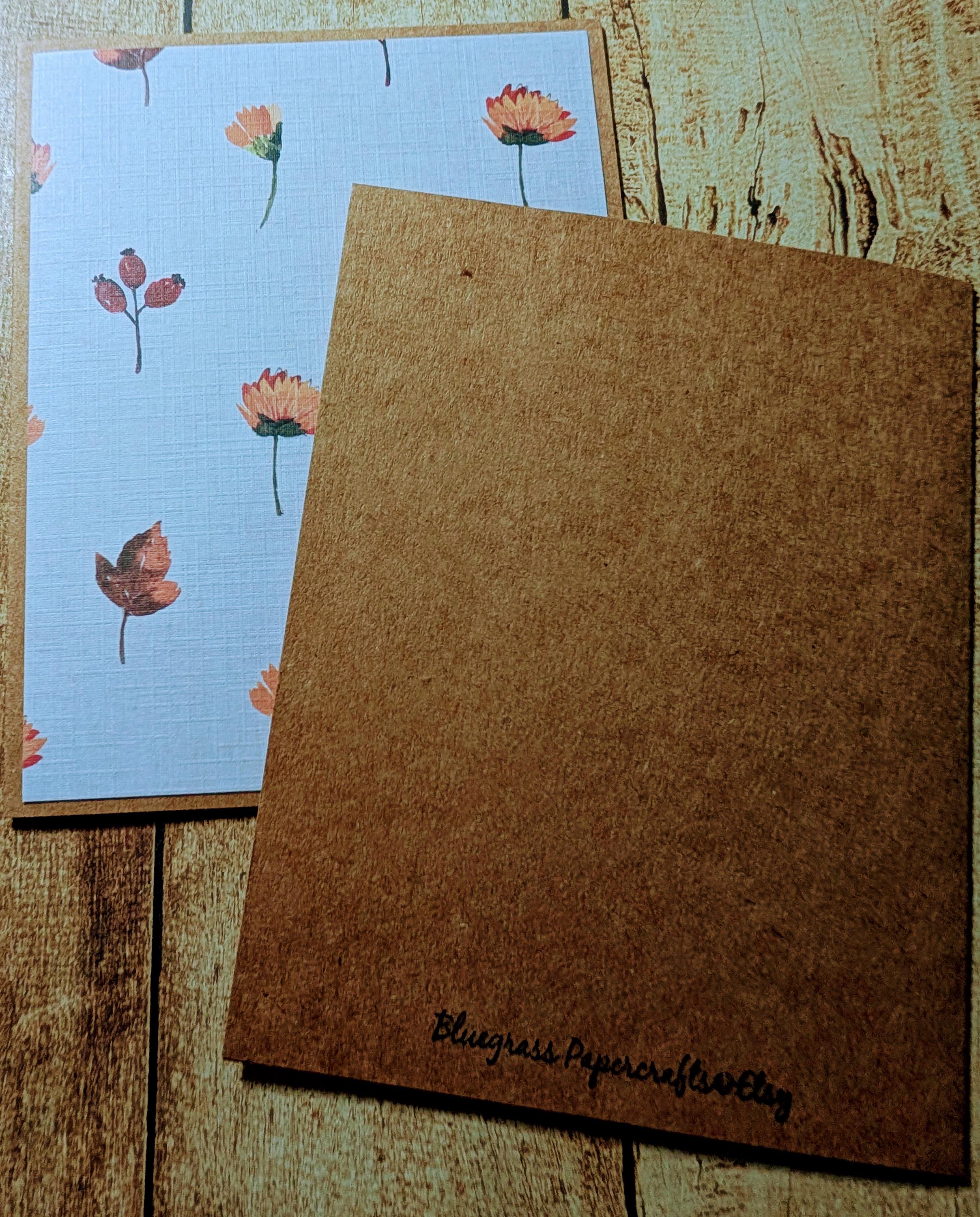 Set of 6 Fall Autumn Thanksgiving Rustic Kraft Note Cards With ...