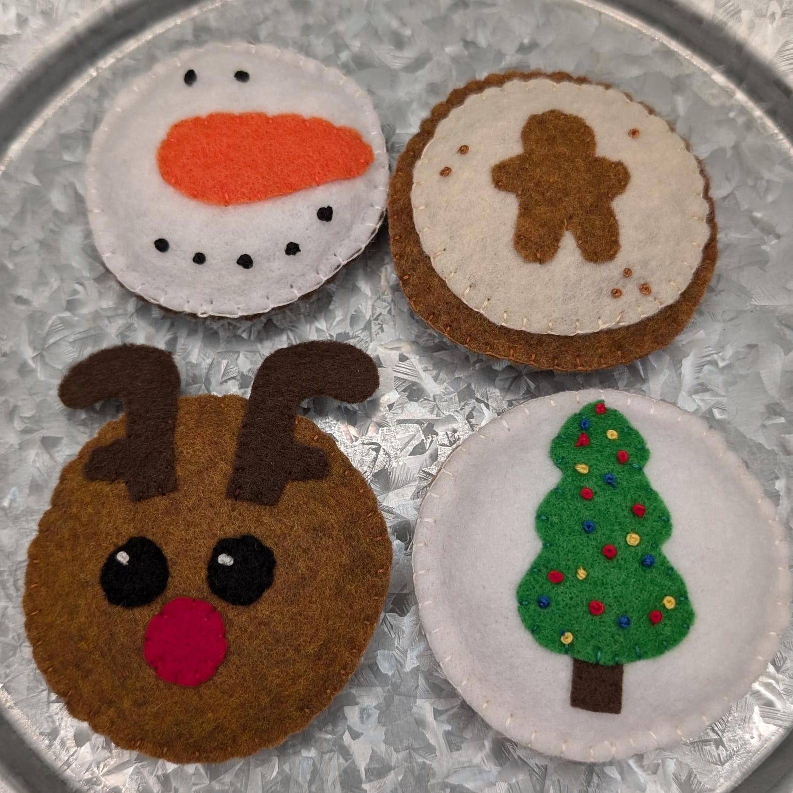 Felt Christmas Cookies, Set of Four, Reindeer, Snowman, Gingerbread Man ...