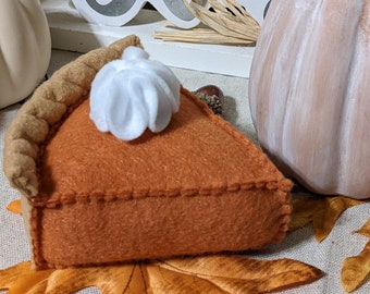 Felt play food, Pumpkin pie with removable whipped cream, Thanksgiving gifts, Fall tiered tray decor, Eco friendly