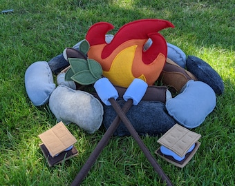 25 PC Camp fire set, s'mores set, plush campfire, s'mores set with fire and logs, ECO friendly toys