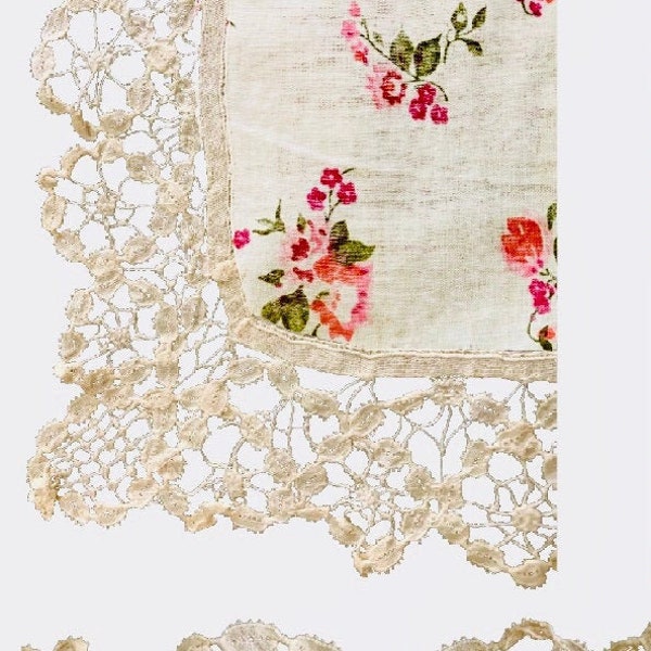 3 Vintage Shabby Chic, Floral and Lace Hanky Pockets and Tucks for Junk Journals