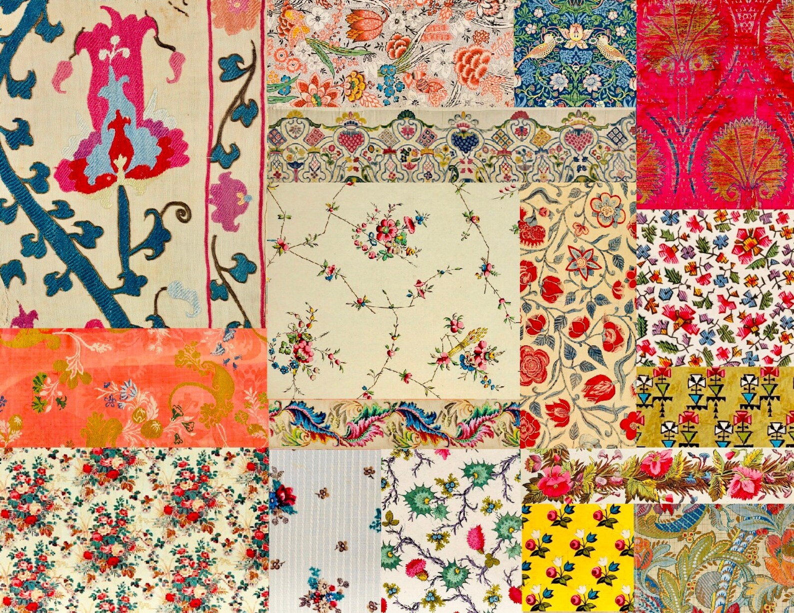 KIT 1 Vintage Textiles Fabric Snippets and Swatches Collage Etsy