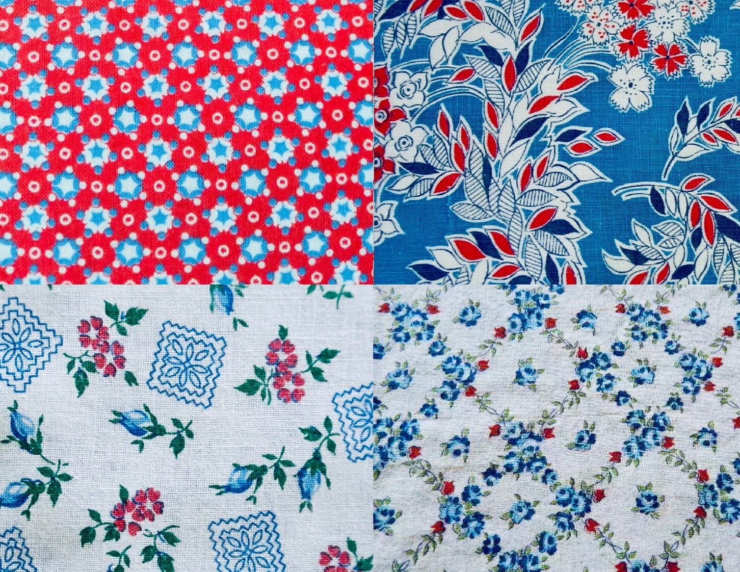 16 Vintage Feedsack Feed Sack Fabric Snippet Collage Sheet
