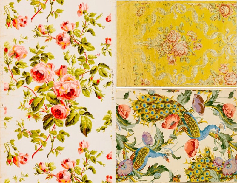 15 Vintage Antique Wallpaper Samples 5 Full Sheets for Junk Etsy