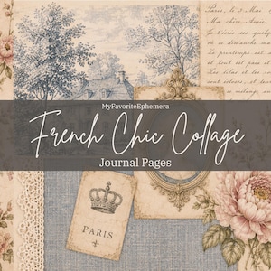 Franskt elegant collage-skräpjournalkit | Romantiska shabby sidor (digital nedladdning)