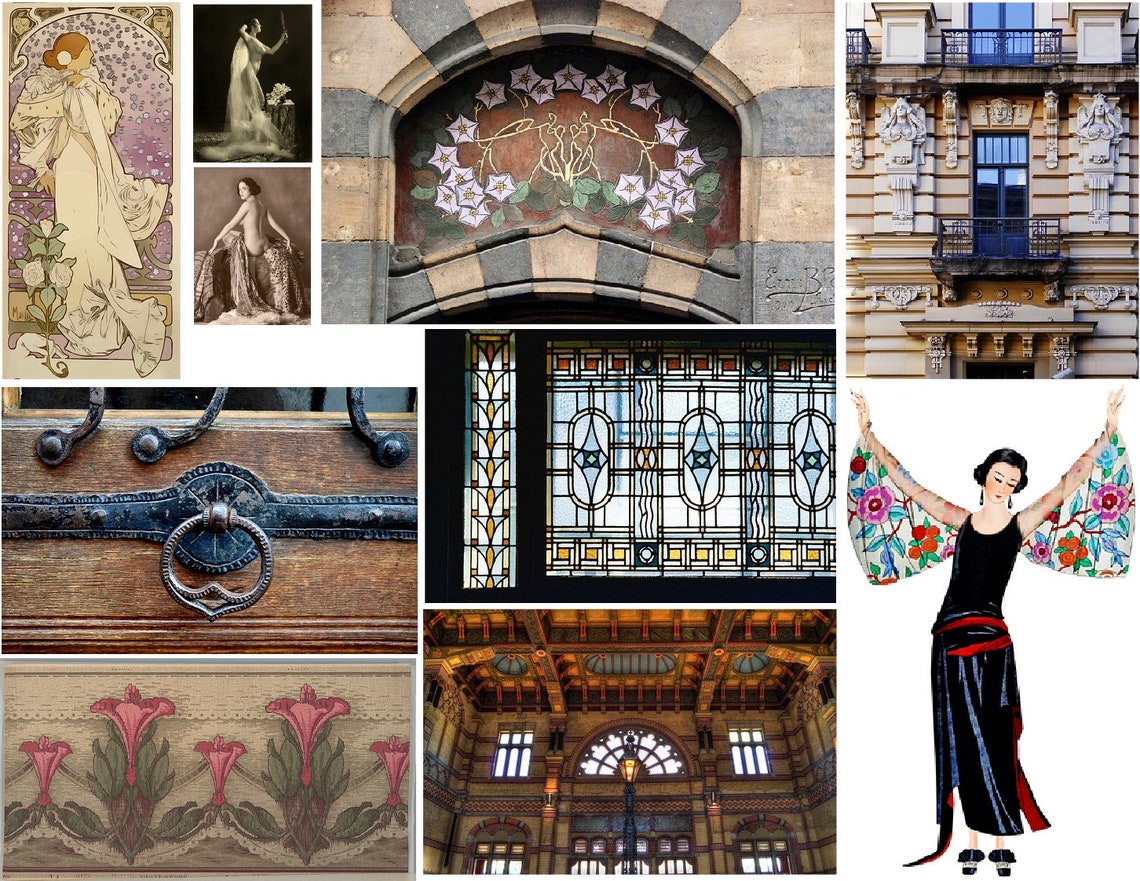 COLLAGE ELEMENTS KIT Art Nouveau Art Deco Architectural Etsy