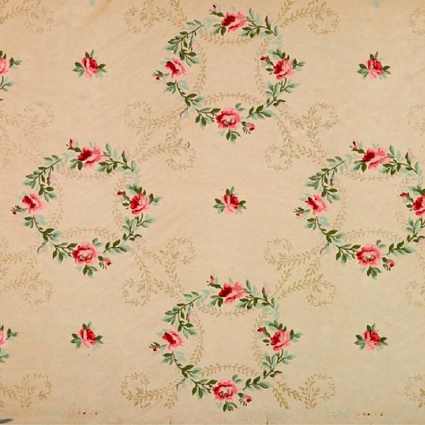 4 Vintage Antique Wallpaper Sample Sheets For Junk Journals, Ephemera, Tags, Collage Rose Pattern, DIGITAL DOWNLOAD
