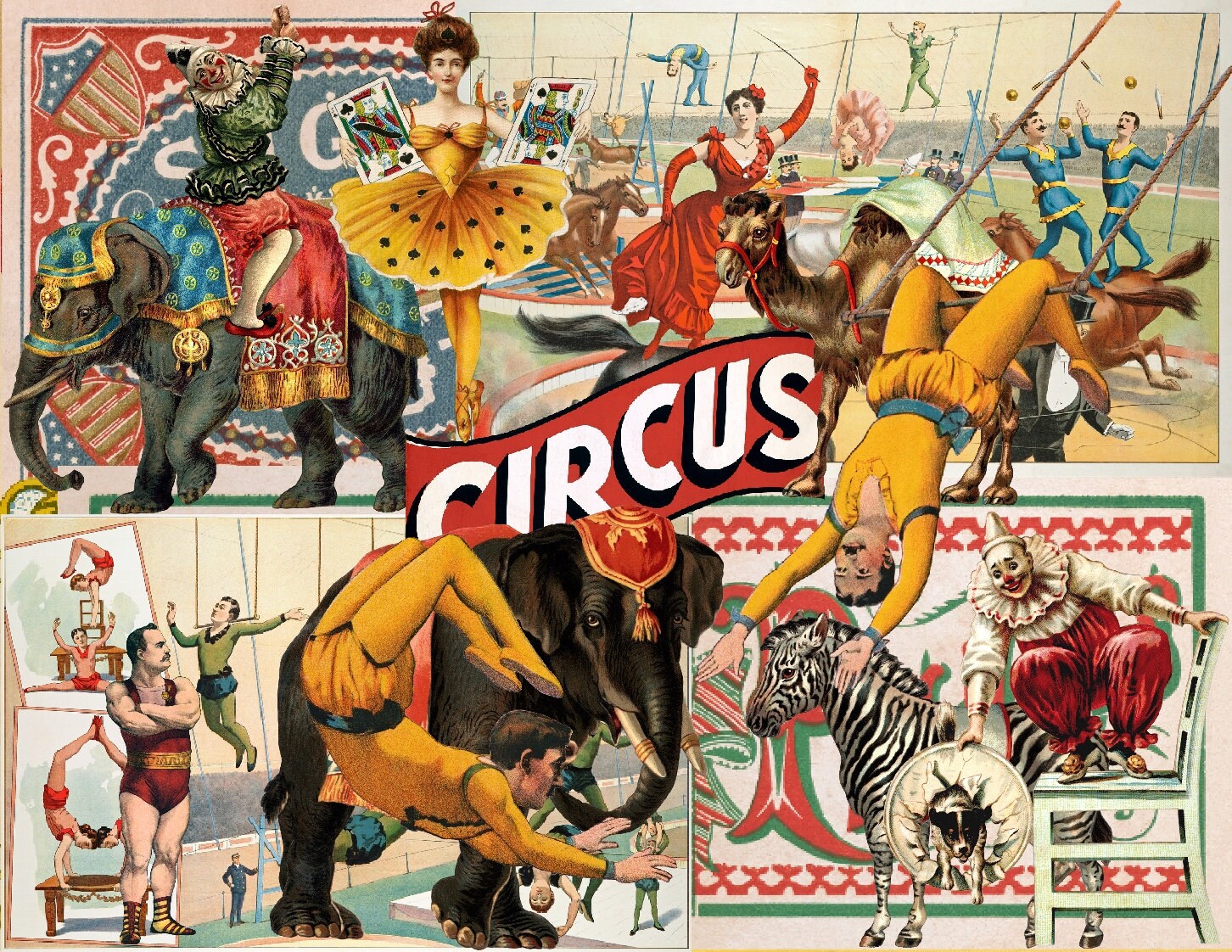 Victorian Vintage Circus Images #101 Collage Sheet 8.5 X 11