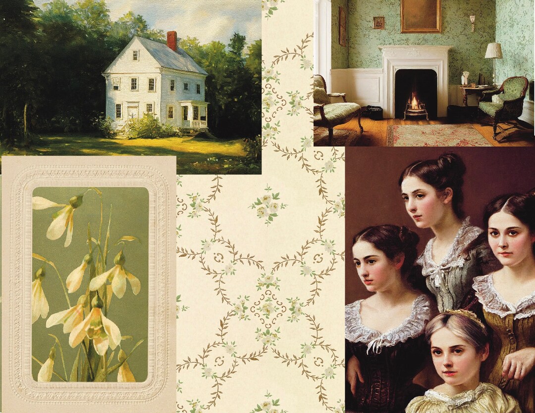 5 Vintage Collage Sheets Printable, Digital Journal Pages, Journal