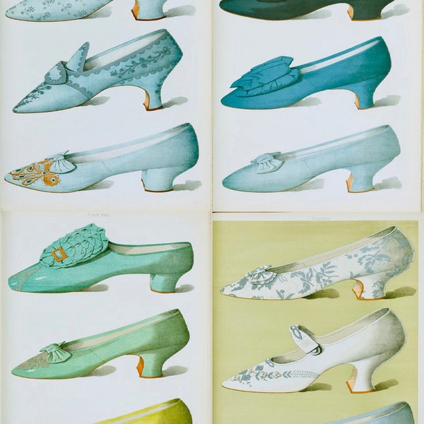 Handmade, Junk Journal, JOURNALING Cards 58 SHOE ILLUSTRATIONS From The 19th Century, Digital Download