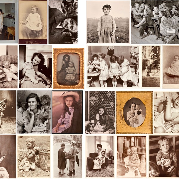 46 Vintage Antique Photographs, Men, Women, Children, For Handmade and Junk Journals, Ephemera, Tags