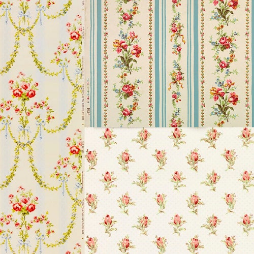 4 Vintage Antique Wallpaper Sample Sheets for Junk Journals Etsy