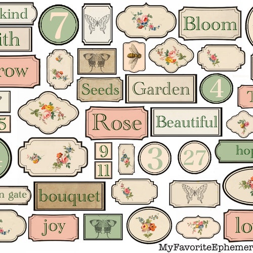 Vintage Garden Labels Paper Snippet Scraps Scrap Paper - Etsy