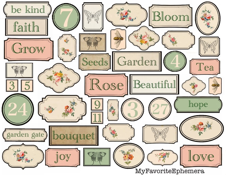 Vintage Garden Labels Paper Snippet Scraps Scrap Paper | Etsy