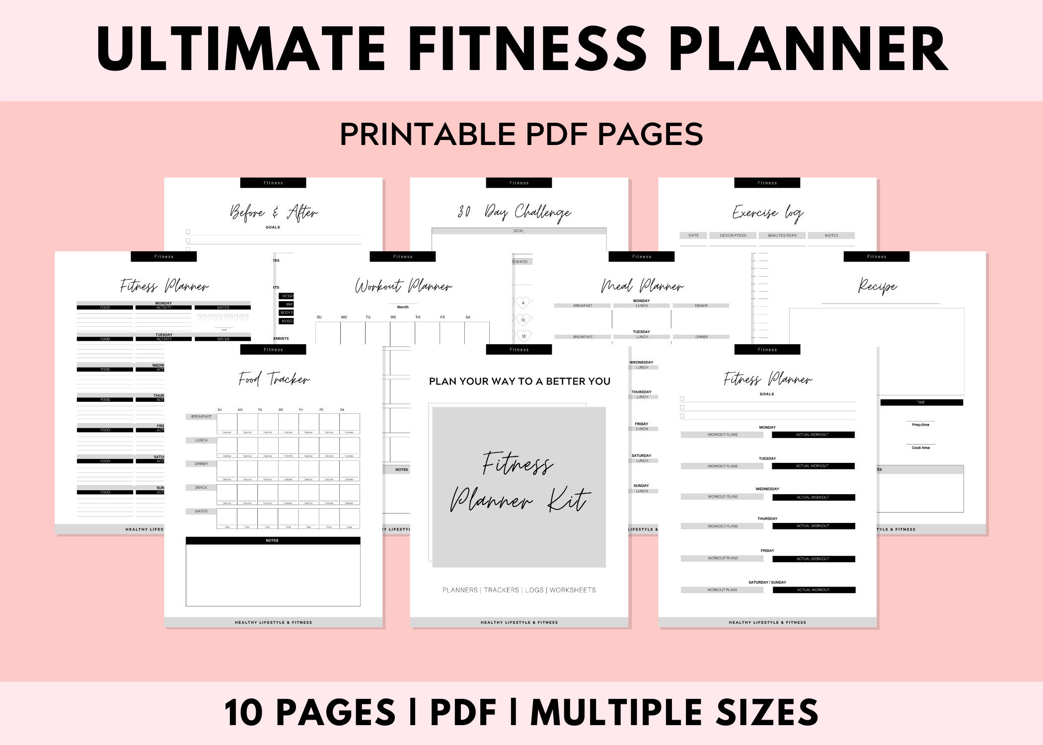 Printable Fitness Planner Workout Planner Fitness Journal Etsy