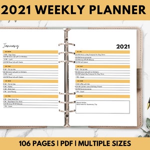 2021 Weekly Planner To Do List Daily Planner Weekly Schedule A4 Letter Size PDF Printable Inserts
