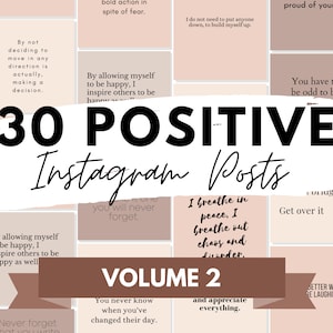 30 Positive Self Care Quote Posts Volume 2 in Neutral Tones for Instant Download