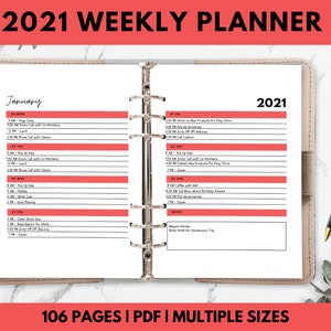 2021 Weekly Planner To Do List Daily Planner Weekly Schedule A4 Letter Size PDF Printable Inserts