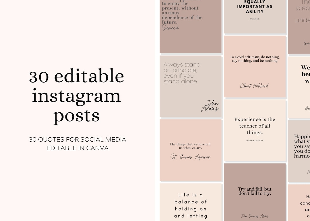 30 Editable Instagram Posts in Neutral Tones for Instant Download - Etsy