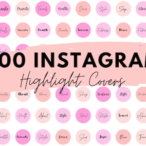 Handwritten Instagram Highlights -  400 Pink Tones Instagram Highlights - Instagram Text Icons - Highlight Cover Icons