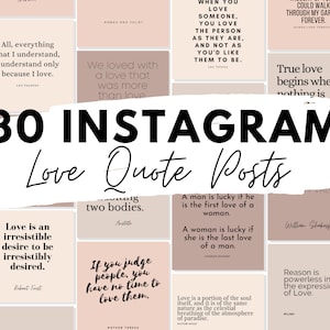 30 Instagram Love Quote Posts Volume 1 in Neutral Tones for Instant Download