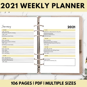 2021 Weekly Planner To Do List Daily Planner Weekly Schedule A4 Letter Size PDF Printable Inserts