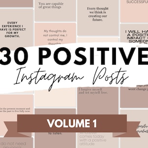 30 Positive Self Care Quote Posts Volume 1 in Neutral Tones for Instant Download
