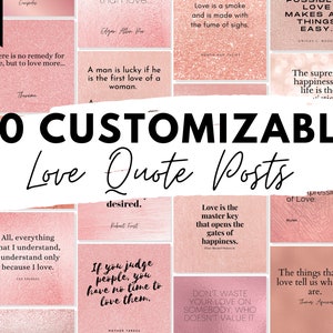 30 Editable Instagram Love Quotes Posts in Rose Gold Tones for Instant Download