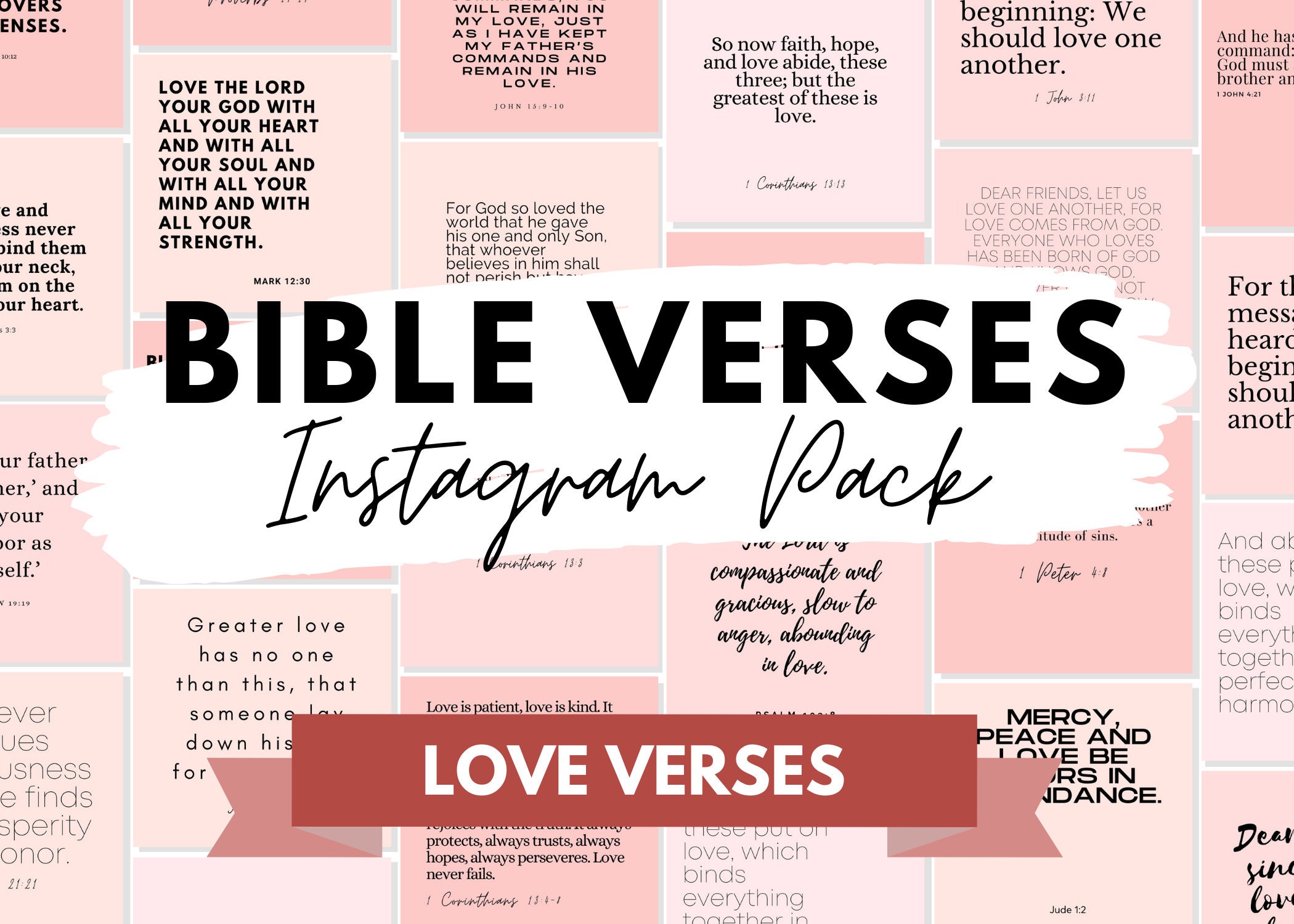 30 Instagram Bible Verses on Love Posts in Pink Tones Volume 1 Etsy