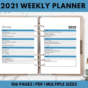 2021 Weekly Planner To Do List Daily Planner Weekly Schedule A4 Letter Size PDF Printable Inserts