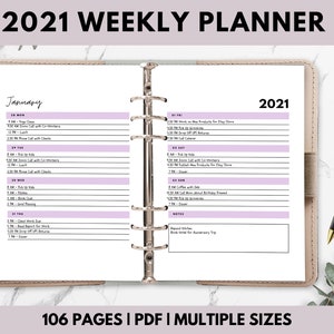 2021 Weekly Planner To Do List Daily Planner Weekly Schedule A4 Letter Size PDF Printable Inserts