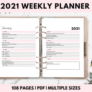 2021 Weekly Planner To Do List Daily Planner Weekly Schedule A4 Letter Size PDF Printable Inserts