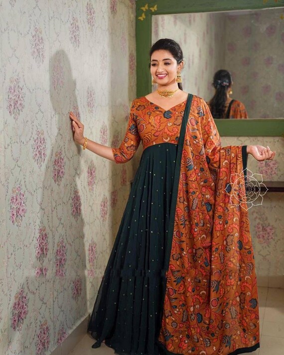 Buy Beautiful Indian Handmade Kalamkari Anarkali With Duptaa Online in  India - Etsy