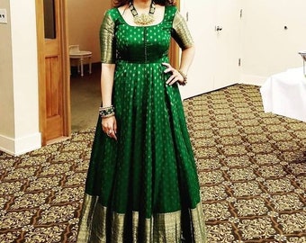silk saree frock