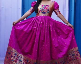 Long frock with pattu clearance chunni