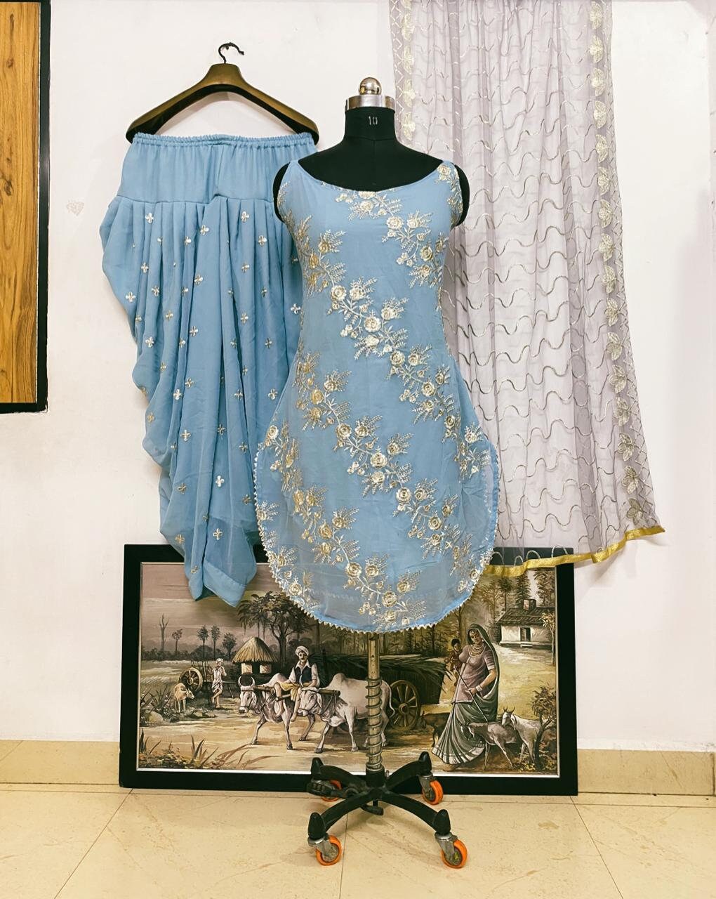 Trending gray colour embroidery work suit indian hand made  etsy Trending gray colour embroidery work suit indian hand made  etsy