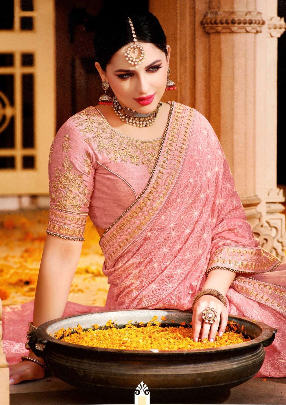 Party Wear Designer Good Looking Heavy Chikankari Saree With Etsy