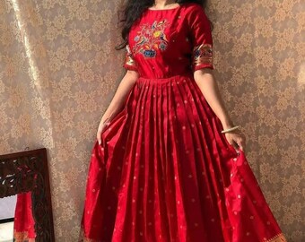 silk long frock design