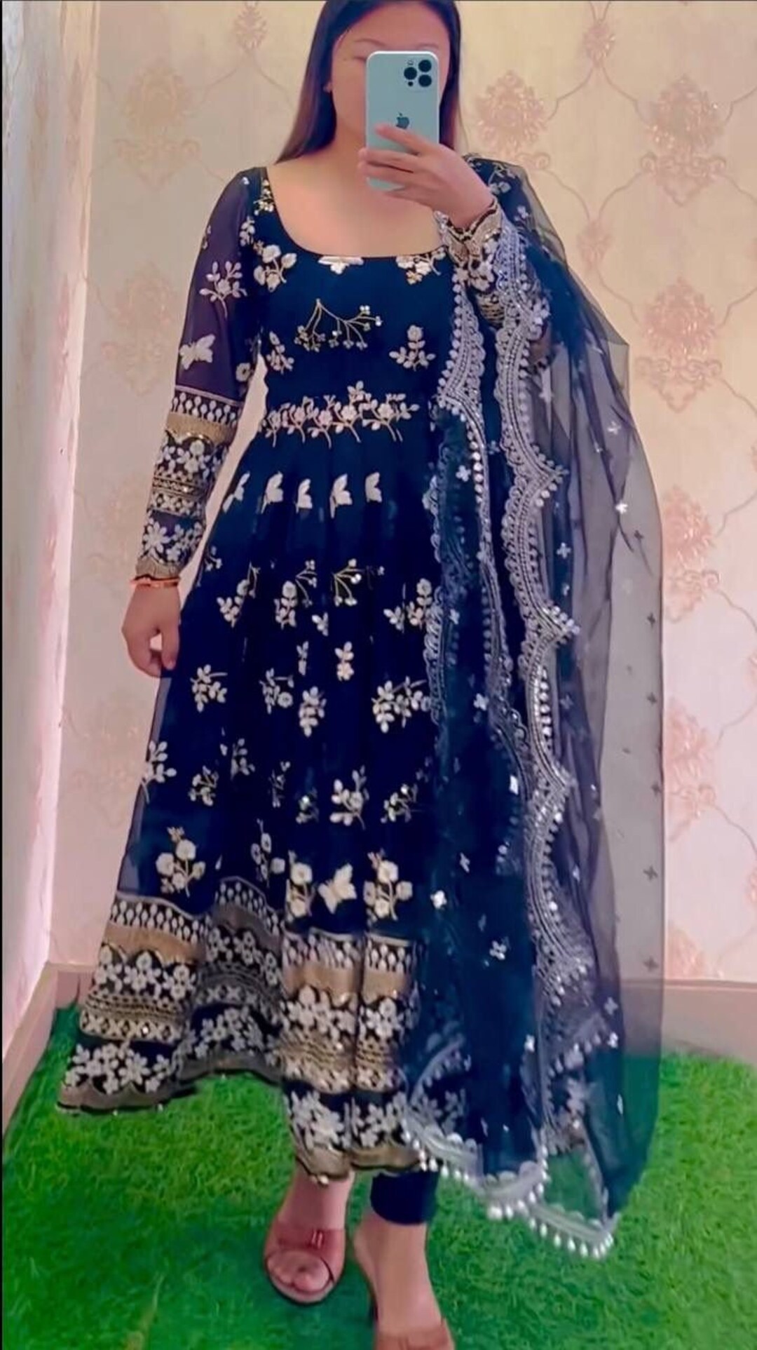 Beautiful Handmade Gownsequence Embroidery Anarkali Etsy